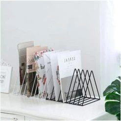 DEVENIRRICHE Porte-revues Porte-disque, Support De Rangement En Fer De Bureau étagère Multifonction Triangle Fichier Organisateur Décor Bureau à Domicile -Petit rangement Soldes Magasin 28190977 3