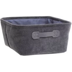 Five - Boite De Rangement En Velours Côtelé Gris 31 X H 15 Cm - Gris