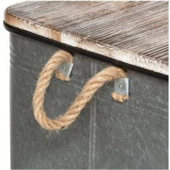 Atmosphera - Set De 3 Malles En Métal Zinc Et Bois Déco - Gris -Petit rangement Soldes Magasin 28245765 4