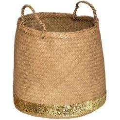 Atmosphera - Set De 3 Paniers De Rangement Rond Avec Sequins - Beige -Petit rangement Soldes Magasin 28364099 2