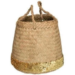 Atmosphera - Set De 3 Paniers De Rangement Rond Avec Sequins - Beige -Petit rangement Soldes Magasin 28364099 4