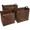 Atmosphera - Set De 3 Paniers De Rangement Rectangle En Bois Foncé - Marron -Petit rangement Soldes Magasin 28364119 1