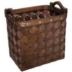 Atmosphera - Set De 3 Paniers De Rangement Rectangle En Bois Foncé - Marron -Petit rangement Soldes Magasin 28364119 3
