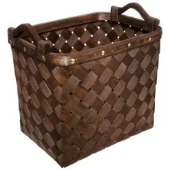 Atmosphera - Set De 3 Paniers De Rangement Rectangle En Bois Foncé - Marron -Petit rangement Soldes Magasin 28364119 4