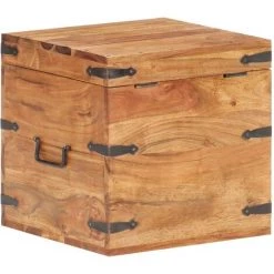 VidaXL Coffre 40x40x40 Cm Bois D'acacia Solide - Brun -Petit rangement Soldes Magasin 28511039 5