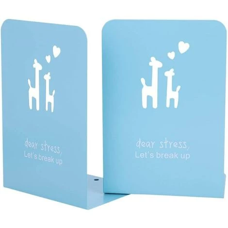 BRIDAY Serre-Livres Acier, évider, Motif Cerf Antidérapant Serre-Livre Organiseur De Bureau L'école Bureau 1 Paire Bleu Clair 3 BRIDAY Serre-Livres Acier, évider, Motif Cerf Antidérapant Serre-Livre Organiseur De Bureau L'école Bureau 1 Paire Bleu Clair