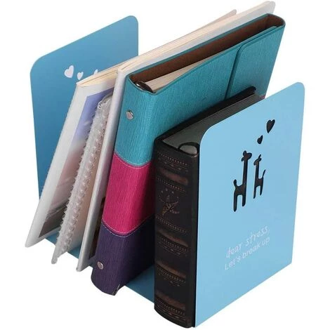 BRIDAY Serre-Livres Acier, évider, Motif Cerf Antidérapant Serre-Livre Organiseur De Bureau L'école Bureau 1 Paire Bleu Clair 4 BRIDAY Serre-Livres Acier, évider, Motif Cerf Antidérapant Serre-Livre Organiseur De Bureau L'école Bureau 1 Paire Bleu Clair – Image 2