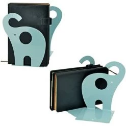 BRIDAY Lot De 2 Serre-Livres Presse-Livres Antidérapante En Forme D'éléphant (Bleu) -Petit rangement Soldes Magasin 28542751 5