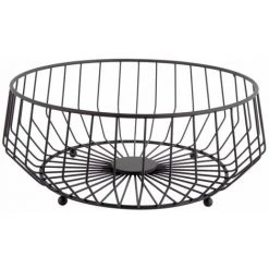 PRESENT TIME Corbeille à Fruits Design Métal Large Kink - Diam 34 X 14 - Noir