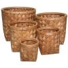 Atmosphera - Set De 5 Paniers De Rangement Rond En Bois Clair - Marron Caramel -Petit rangement Soldes Magasin 28829832 1