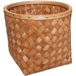 Atmosphera - Set De 5 Paniers De Rangement Rond En Bois Clair - Marron Caramel -Petit rangement Soldes Magasin 28829832 2