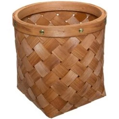 Atmosphera - Set De 5 Paniers De Rangement Rond En Bois Clair - Marron Caramel -Petit rangement Soldes Magasin 28829832 5