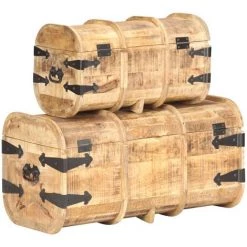 VidaXL Coffres De Rangement 2 Pcs Bois De Manguier Massif - Brun -Petit rangement Soldes Magasin 28837567 4
