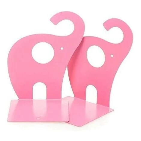 BRIDAY 1 Paire De Serre-Livres En Forme D'éléphants Antidérapants En Plastique Rose Durable Et Utile 4 BRIDAY 1 Paire De Serre-Livres En Forme D'éléphants Antidérapants En Plastique Rose Durable Et Utile – Image 2