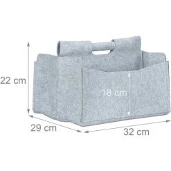 HELLOSHOP26 Panier En Feutre Journaux Magazine Corbeille Pliable Rangement Poignées 2 Compartiments Gris - Gris
