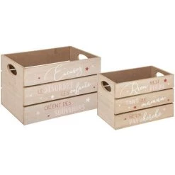Atmosphera - Lot De 2 Caisses Cagettes En Bois Impression Rose - Rose