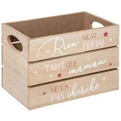 Atmosphera - Lot De 2 Caisses Cagettes En Bois Impression Rose - Rose -Petit rangement Soldes Magasin 29034694 3