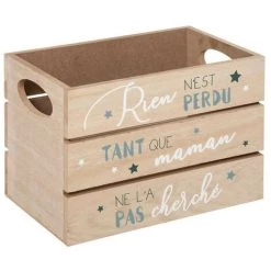 Atmosphera - Lot De 2 Caisses Cagettes En Bois Impression Bleu - Bleu -Petit rangement Soldes Magasin 29034695 3