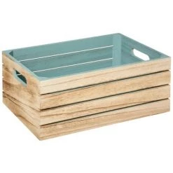 Atmosphera - Lot De 3 Caisses De Rangement Cagettes En Bois Intérieur Vert - Vert -Petit rangement Soldes Magasin 29034845 3