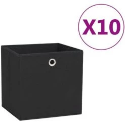 VidaXL Boîtes De Rangement 10 Pcs Tissu Intissé 28x28x28 Cm Noir - Noir