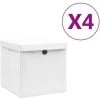 VidaXL Boîtes De Rangement Avec Couvercles 4 Pcs 28x28x28 Cm Blanc - Blanc -Petit rangement Soldes Magasin 29117598 1