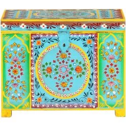 VidaXL Boîte De Rangement Peinte à La Main 50x40x40 Cm Manguier Solide - Multicolore -Petit rangement Soldes Magasin 29453146 3
