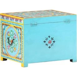VidaXL Boîte De Rangement Peinte à La Main 50x40x40 Cm Manguier Solide - Multicolore -Petit rangement Soldes Magasin 29453146 5
