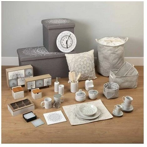 HOME Set De Basket Mandala Textile Polyester (3 Pièces) (25 X 22 X 35 Cm) 5 HOME Set De Basket Mandala Textile Polyester (3 Pièces) (25 X 22 X 35 Cm) – Image 3