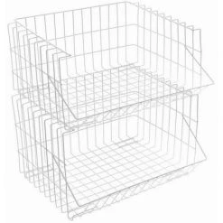 HOME Panier Chrome (27 X 22 X 34 Cm) Blanc -Petit rangement Soldes Magasin 29487378 2