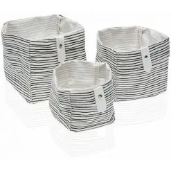 HOME Set De Basket Textile Polyester (3 Pièces) (14 X 14 X 14 Cm)