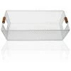 HOME Panier Métal (25 X 8 X 35 Cm) Blanc -Petit rangement Soldes Magasin 29487738 1