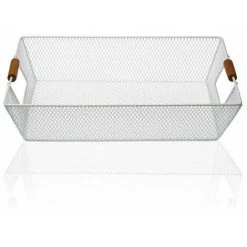 HOME Panier Métal (25 X 8 X 35 Cm) Blanc