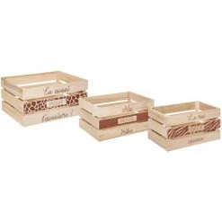 ATMOSPHERA, CRÉATEUR D'INTÉRIEUR Lot De 3 Cagettes Bois Safari - Beige