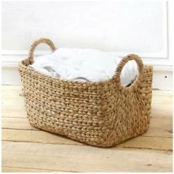 CASAME Panier En Jacinthe D'eau Avec Poignées - L40xP23xH26 - Casâme - Beige -Petit rangement Soldes Magasin 29676437 3
