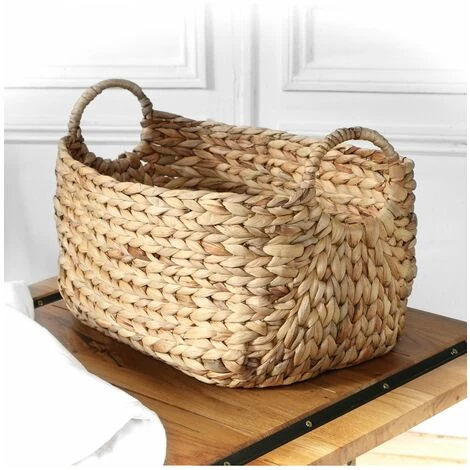 CASAME Panier En Jacinthe D'eau Avec Poignées - L46xP27xH27 - Casâme - Beige 4 CASAME Panier En Jacinthe D'eau Avec Poignées - L46xP27xH27 - Casâme - Beige – Image 2