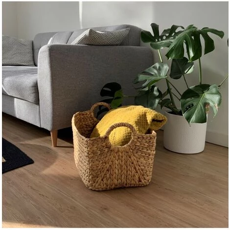 CASAME Panier En Jacinthe D'eau Avec Poignées - L46xP27xH27 - Casâme - Beige 5 CASAME Panier En Jacinthe D'eau Avec Poignées - L46xP27xH27 - Casâme - Beige – Image 3