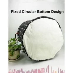 Perle Rare Panier à Linge épais - Avec Poignée En Cuir Durable, Panier De Rangement Pliable Rond En Coton Et Lin Imperméable à L'eau (noir L) -Petit rangement Soldes Magasin 29865239 3