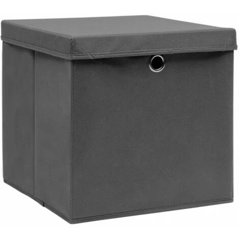 ASUPERMALL Boites De Rangement Avec Couvercles 4 Pcs 28x28x28 Cm Gris 5 ASUPERMALL Boites De Rangement Avec Couvercles 4 Pcs 28x28x28 Cm Gris – Image 3