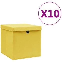 ASUPERMALL Boites De Rangement Avec Couvercles 10 Pcs 28x28x28 Cm Jaune -Petit rangement Soldes Magasin 29988502 4