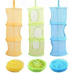 ILoveMilan Panier De Rangement En Maille 3 Pièces, Boîte De Rangement Pour Jouets De Porte Pour Enfants, Peut être Accroché Sur 3 Couches, Portable Et Pliable, Pour Petits Vêtements (bleu, Vert, Jaune)