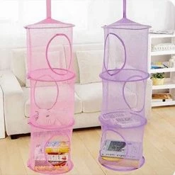 ILoveMilan Panier De Rangement En Maille 3 Pièces, Boîte De Rangement Pour Jouets De Porte Pour Enfants, Peut être Accroché Sur 3 Couches, Portable Et Pliable, Pour Petits Vêtements (rose + Violet + Rose Rouge) -Petit rangement Soldes Magasin 30030602 3