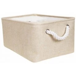 MALLOMNE 1pc Paniers Pliables De Stockage De Blanchisserie De Panier De Tissu De Toile Avec Des Poign��es Pour Des Jouets -Petit rangement Soldes Magasin 30078705 2