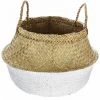ATMOSPHERA Panier En Osier Avec 2 Anses - 43,5 X 29 - Blanc -Petit rangement Soldes Magasin 30188961 1
