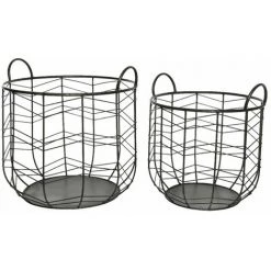 NOSENVIESDECO Lot De 2 Paniers En Métal - Nos Envies Déco - Noir