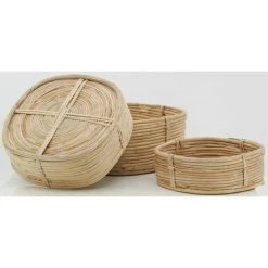 AUBRY GASPARD Corbeilles Carrées En Rotin Naturel (Lot De 3) Beige - Naturel -Petit rangement Soldes Magasin 30451250 3