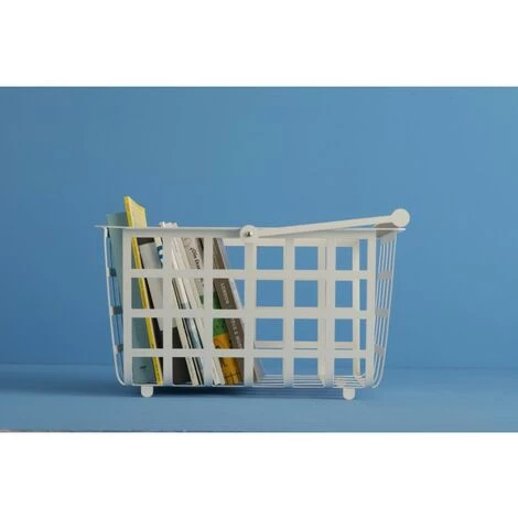 DON HIERRO - Set De 2 Semi Grands Paniers Avec Poignée En Bois, ZESTA. - Bianco 6 DON HIERRO - Set De 2 Semi Grands Paniers Avec Poignée En Bois, ZESTA. - Bianco – Image 4