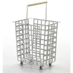 DON HIERRO - Set De 2 Grands Paniers Multi-usages Avec Roulettes Et Poignée En Bois. ZESTA - Grigio