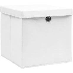 ASUPERMALL Boites De Rangement Avec Couvercles 4pcs Blanc 32x32x32cm Tissu -Petit rangement Soldes Magasin 30589599 3