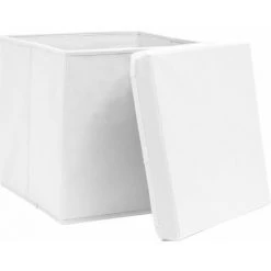 ASUPERMALL Boites De Rangement Avec Couvercles 4pcs Blanc 32x32x32cm Tissu -Petit rangement Soldes Magasin 30589599 4