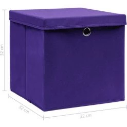 ASUPERMALL Boites De Rangement Et Couvercles 4 Pcs Violet 32x32x32cm Tissu -Petit rangement Soldes Magasin 30589606 3